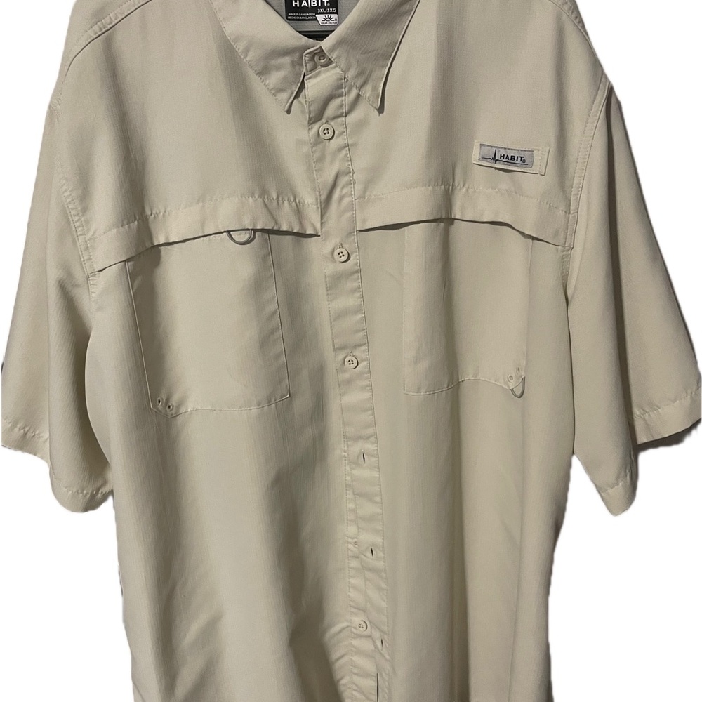 Habit Cream Casual Button Down Shirt Relaxed Fit Ventilated